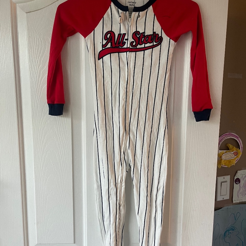 Carter’s Baseball Pajama Onesie Boys 5T Never Worn
